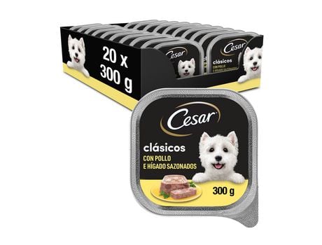 Comida Húmeda para Perros CESAR Sabor Pollo e hígado Tarrina 20 packs de 300g