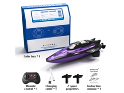 Barco Teledirigido 2.4g, Resistente Al Agua, Recargable Para Piscinas Y Lagos, Mini Juguete Para Niños Y Adultos, Color Morado.