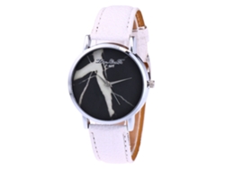 Reloj De Pulsera De Cuarzo Para Hombre/mujer Con Correa Sencilla Y Elegante De Piel Sintética Blanca.
