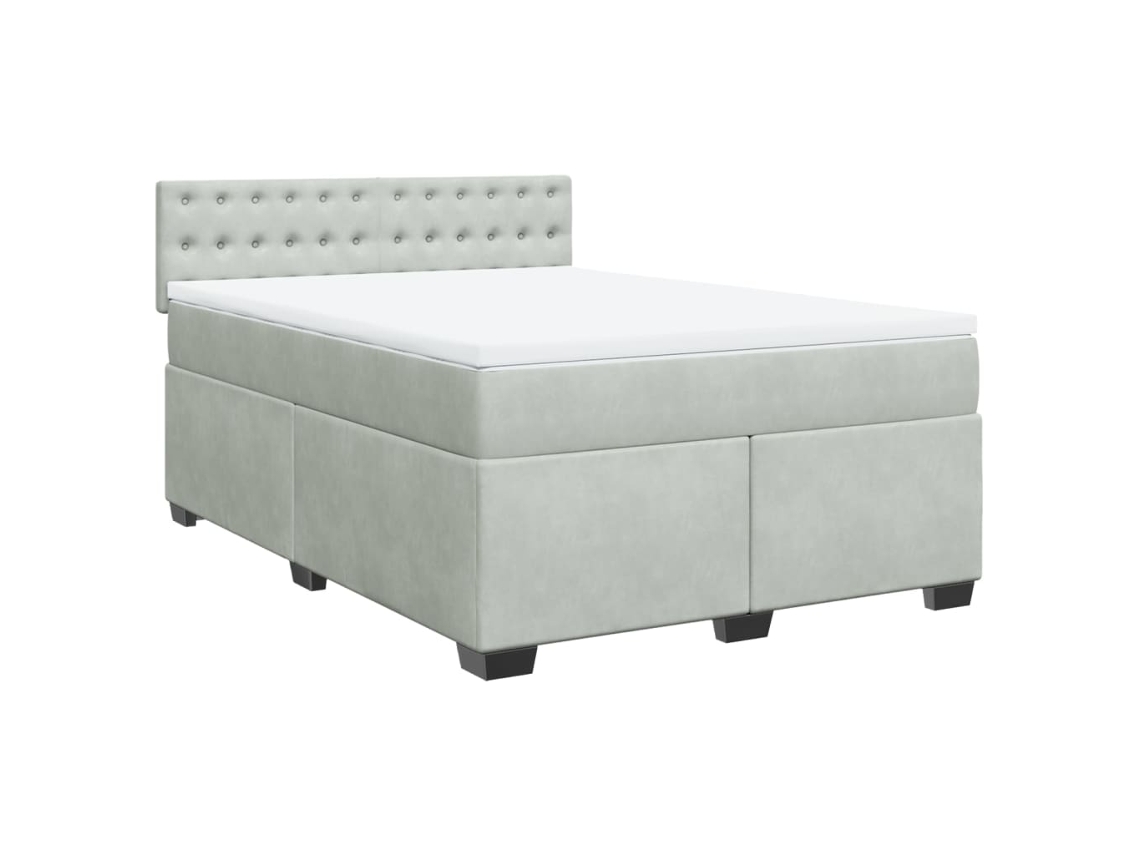 Maison Exclusive - Cama Box Spring Con Colchón Terciopelo Gris Claro 140x200 Cm