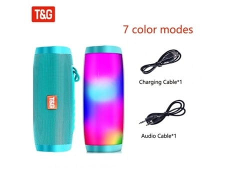 Altavoz Bluetooth Radio FM inalámbrica compatible con columna portátil Tg157 con micrófono verde