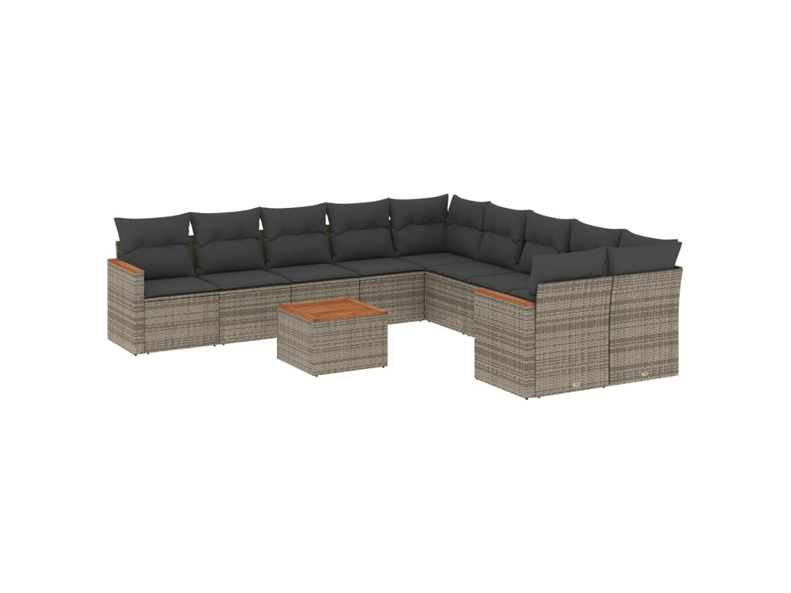 Maison Exclusive - Set De Sofás De Jardín 11 Pzas Y Cojines Ratán Sintético Gris