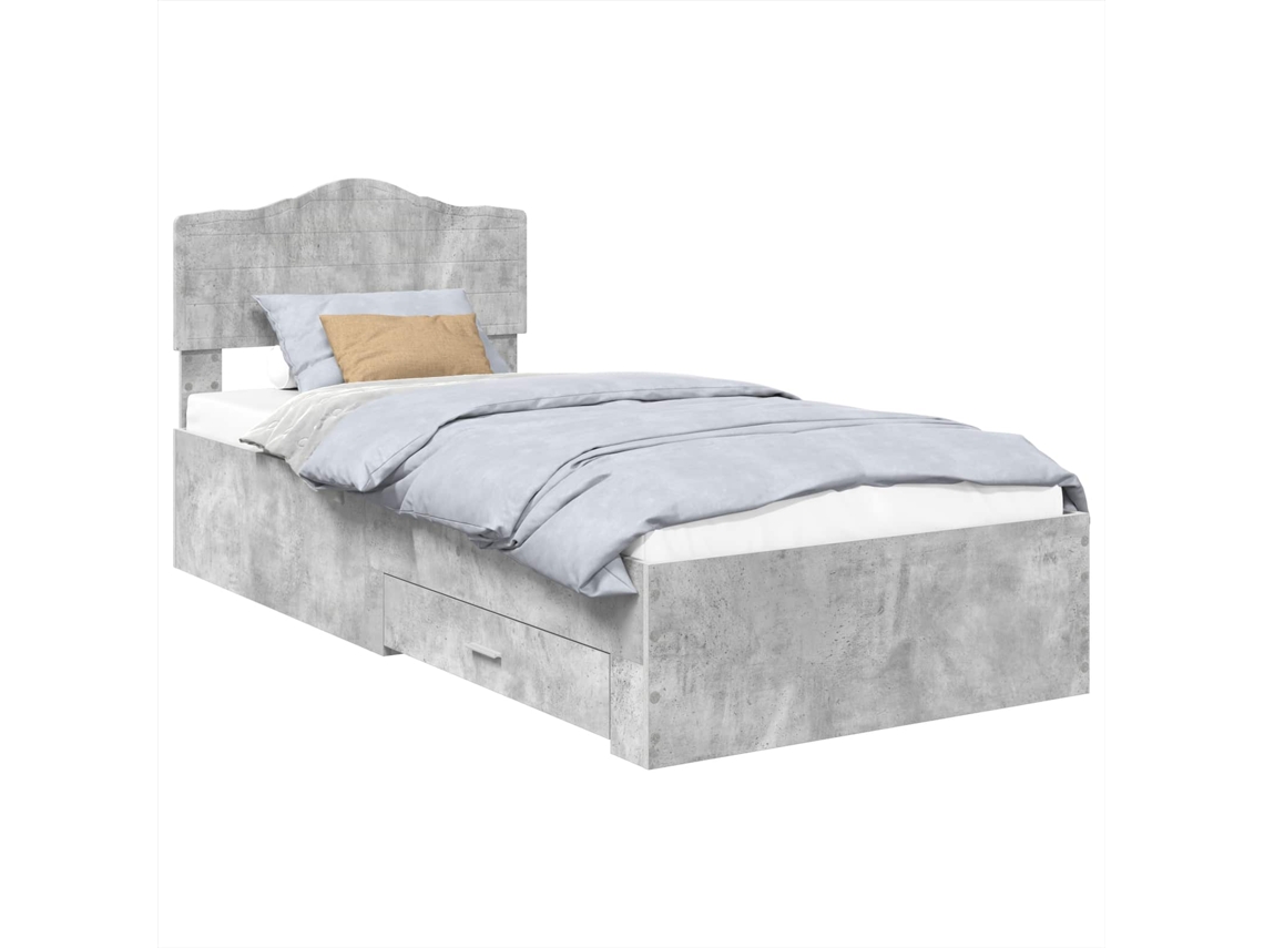 Maison Exclusive - Estructura De Cama Con Cabecera Gris Concreto 100 X 200 Cm