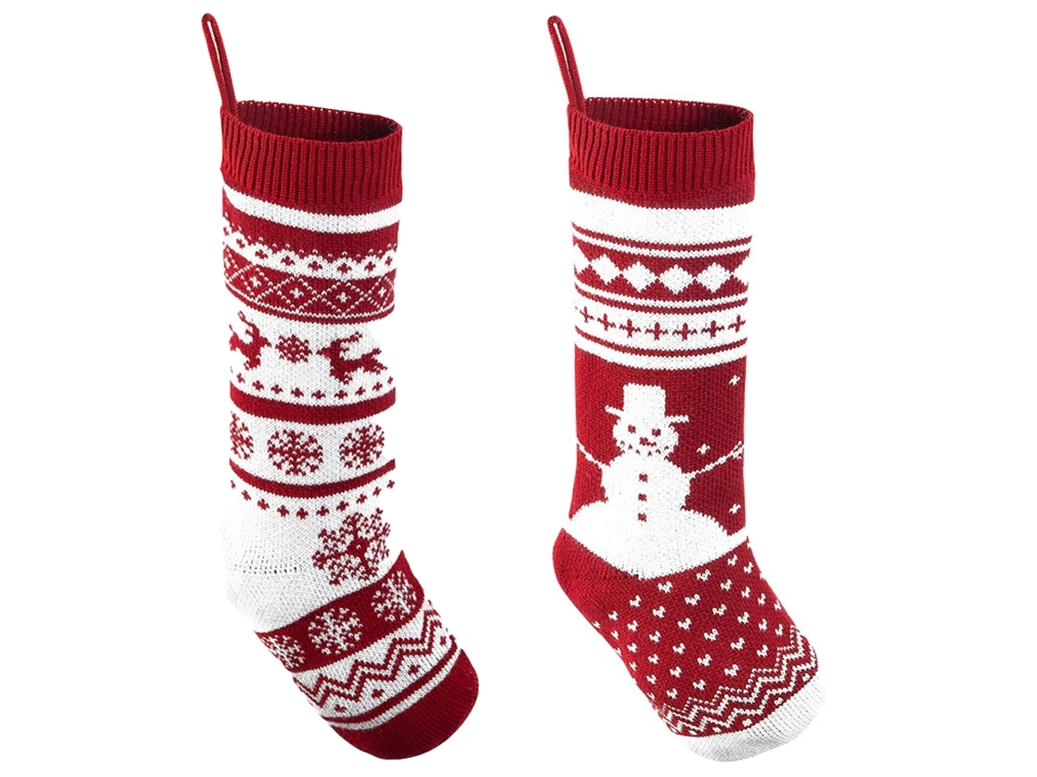 Conjunto De Dos Pares De Calcetines Navideños De Punto, Ideales Para Decorar El Árbol De Navidad Y Para Las Fiestas, Ergonómicos Y Aptos Par