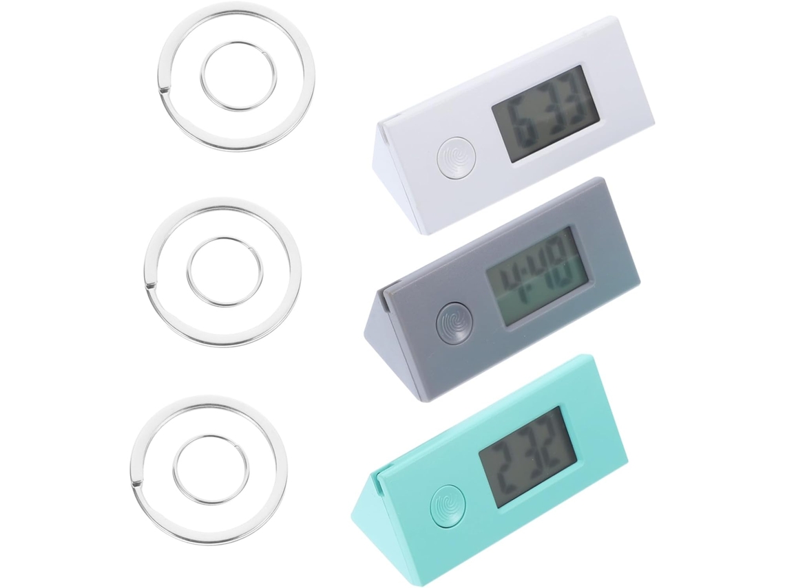 3 Piezas Reloj Bolsillo Digital Portátil Llavero Estudiantes Enfermeros Pequeño Ligero Duradero Números Claros