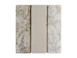 Juego de pañales de muselina Secret Garden, paquete de 3, 75 x 75 cm, beige Kikkaboo