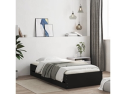 Cama Con Cajones Madera De Ingeniería Negra 90x200 Cm