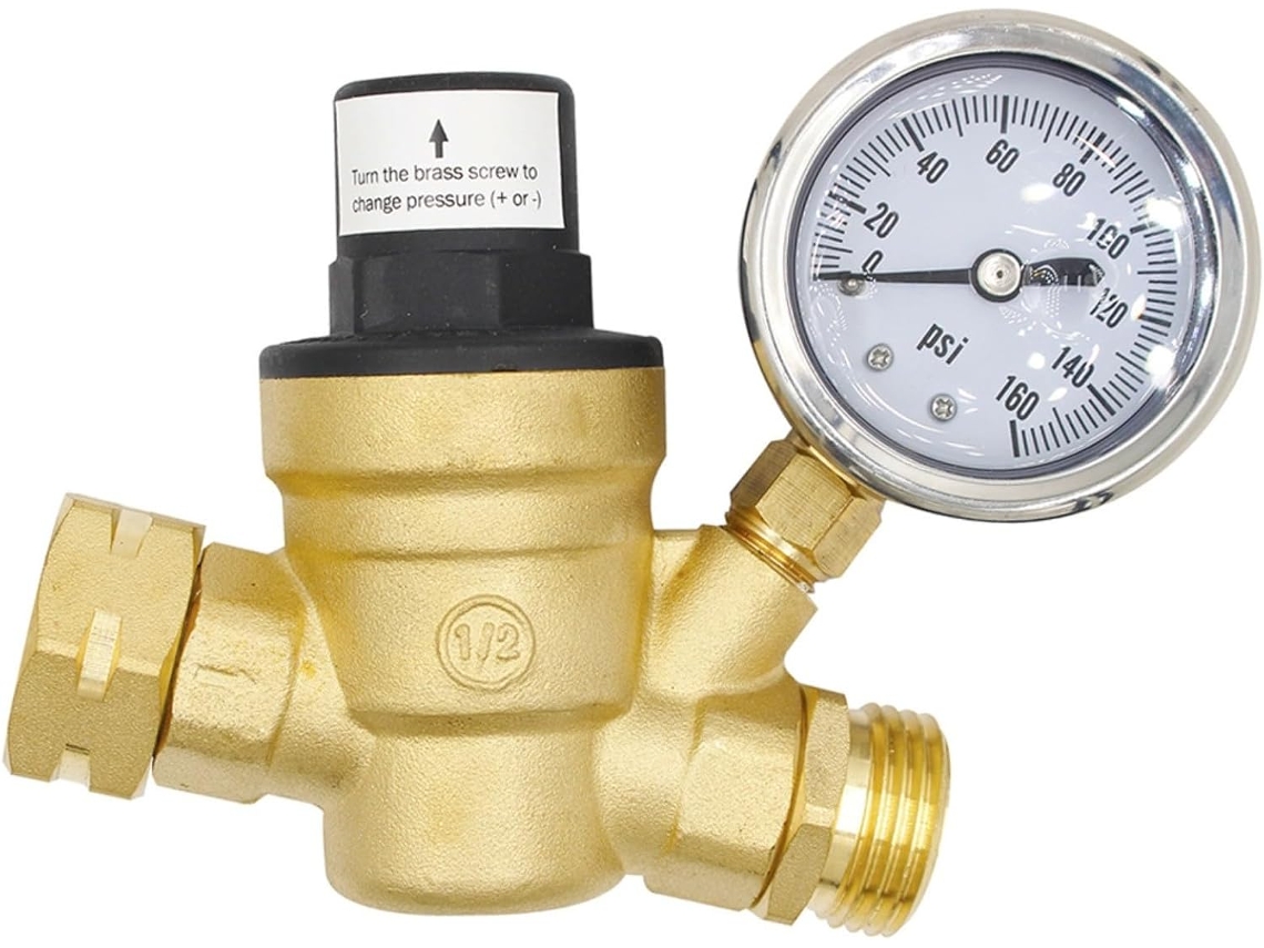 Regulador De Presión De Agua De Latón Ajustable De 0 A 160 Psi Con Filtro De Entrada Para Autocaravanas.