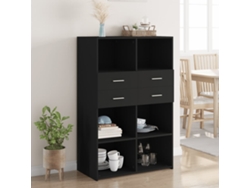 Aparador De Madera De Ingeniería Negro 80x42,5x124 Cm