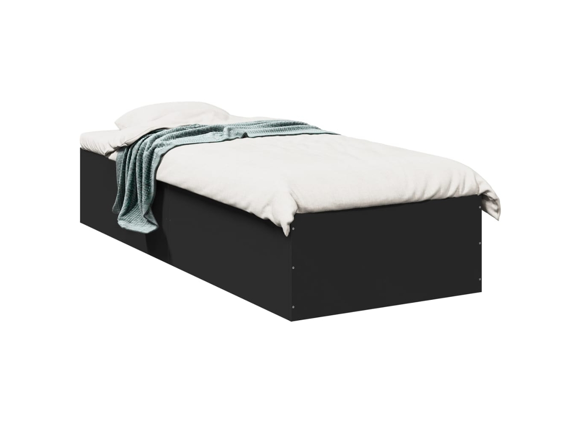 Estructura De Cama Madera De Ingeniería Negra 90x190 Cm