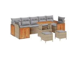 Maison Exclusive - Conjunto de sofás de jardín de 10 piezas en beige y gris claro