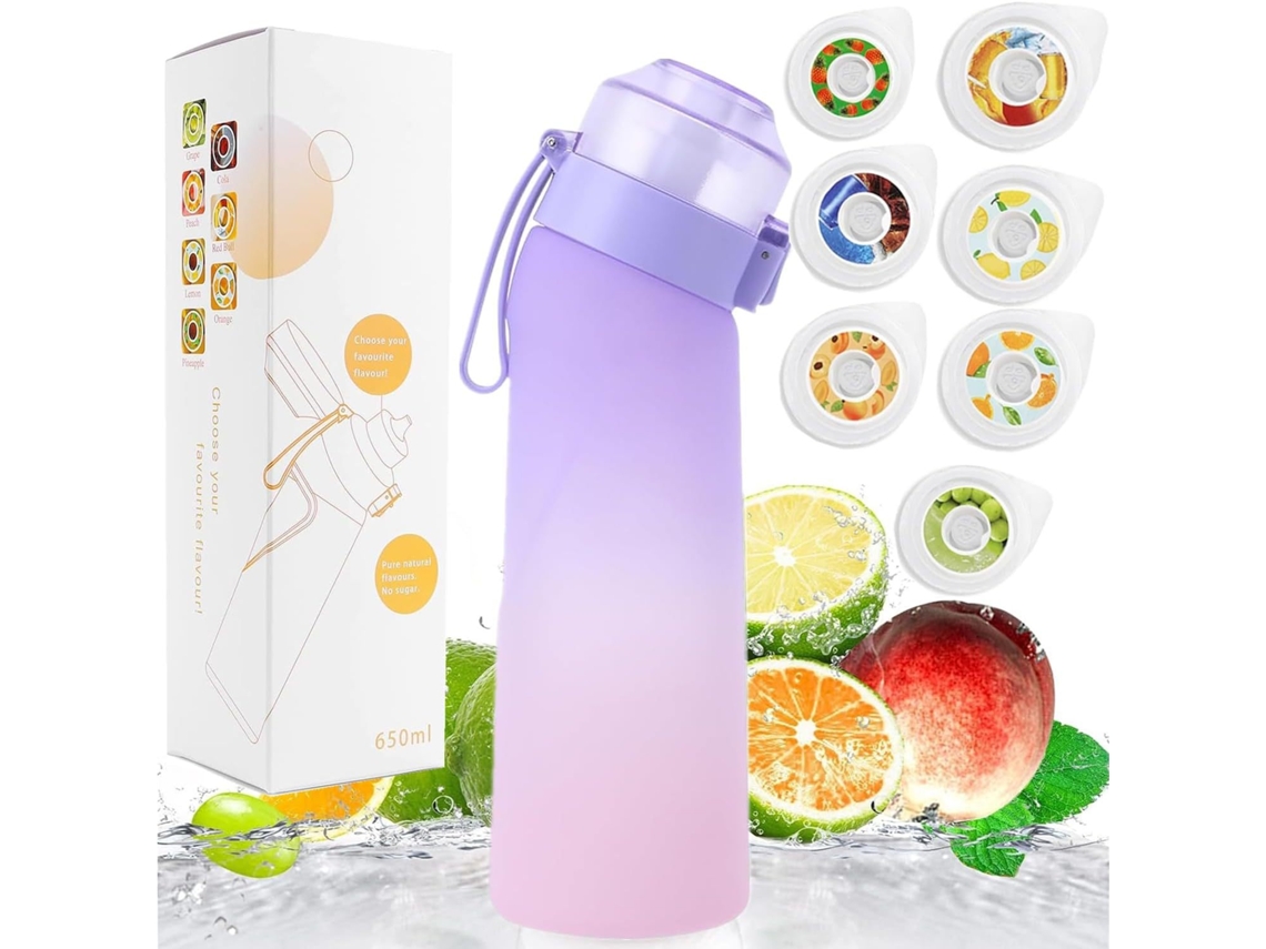 Botella De Agua Perfumada Con Aire De 650 Ml Con 7 Sabores Para Fitness Al Aire Libre Violeta Gertiz