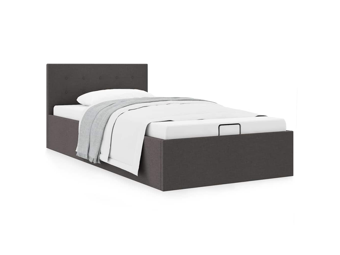 Cama Canapé Hidráulica Almacenaje Tela Gris Oscuro 100x200 Cm