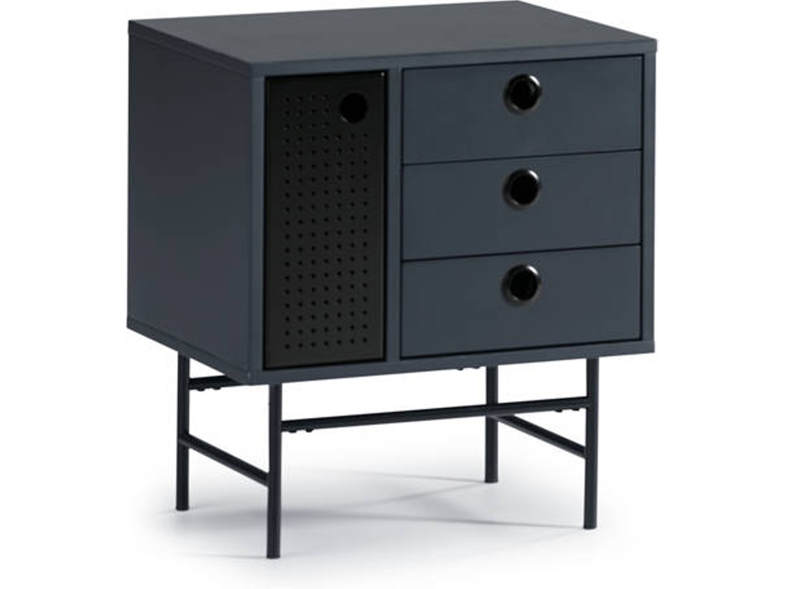 Mesita de Noche BAZAR MONDIALE Punto (Azul Oscuro - MDF y Metal - 48x35x55 cm)