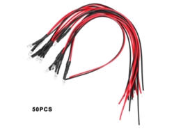 50 Diodos Led Con Cable, Cabeza Redonda, Efecto Brillante, Conector Recto, 12 V, 3 Mm
