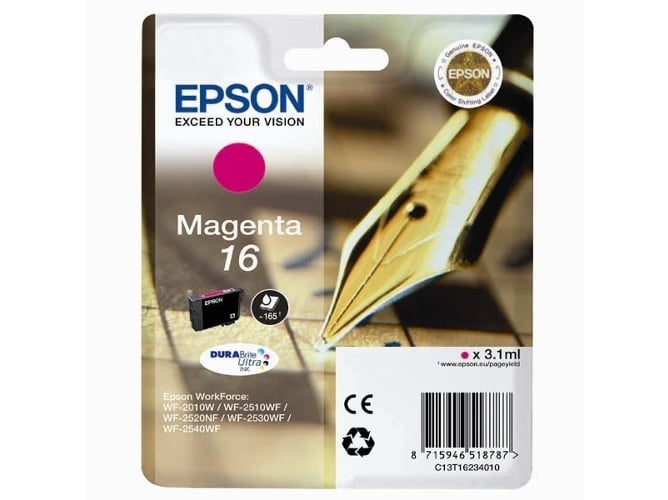 Cartucho de tinta original EPSON 16, Bolígrafo y crucigrama 3,1 ml , Magenta, C13T16234022, T1623
