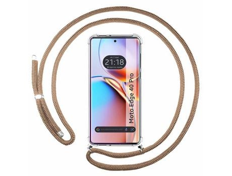 Funda con Cordón para Motorola Edge 40 TUMUNDOSMARTPHONE Marrón