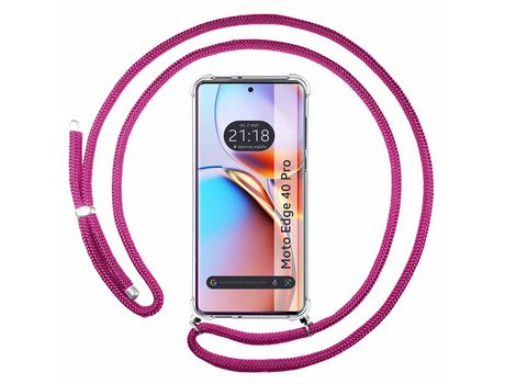 Funda con Cordón para Motorola Edge 40 TUMUNDOSMARTPHONE Rosa