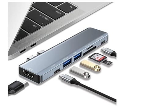 Adaptador Hub USB C 7 en 2 para Macbook Air Pro M1 HDMI0214-Y8 Negro