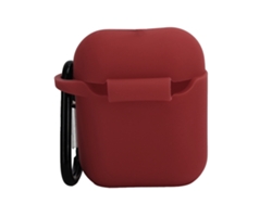 Capa Protetora De Silicone Para Ios Earbuds 1/2 Com Mosquete Antiperda Headphone Case Vermelho Vinho