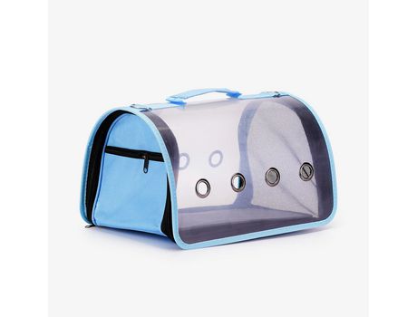Transportín Perro Gato Bolsa Transporte Transparente Transpirable para Mascotas Portátil Ventilado para Cachorros Azul 24x24x34cm SELEOK