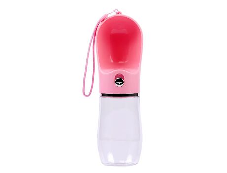 Botella de agua perro 380ml bebedero portátil para cachorros gatos dispensador sin fugas mascotas al aire libre viaje Rosa SELEOK