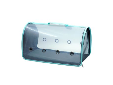Transportín Perro Gato Bolsa Transporte Transparente Transpirable para Mascotas Portátil Ventilado para Cachorros Turquesa 25x26x42cm SELEOK