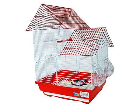 Jaula de pájaro con comedor perchas columpio periquito canario cómodo medidas34,5x28x50cm Rojo SELEOK