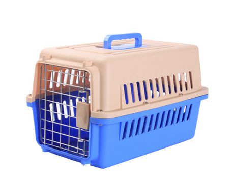 Transportín para perros gatos portátil transpirable transportadora mascotas de plástico desmontable con asa Azul 58x37x37cm SELEOK