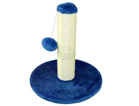 Rascador Poste para Gatos de Sisal Estable con Juguete, Afilador uñas para Gatos Azul 29x29x32cm SELEOK