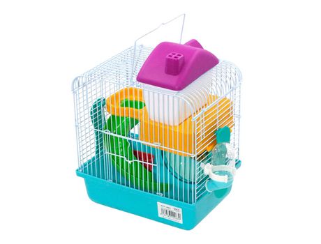 Jaula para Hámsters Portátil para Roedores Castillo Encantador 27x21x25cm Azul SELEOK