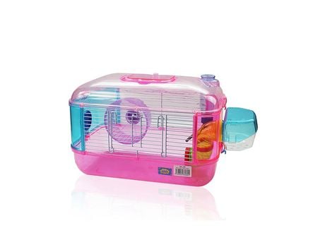Jaula para Hamster Robusto Tubos Bebedero Comedero Rueda Rejilla Extraíble para Jerbos Roedor 40x26x26cm Rosa SELEOK