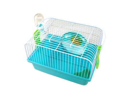 Jaula de hámster transportador roedores con rueda de ejercicio bebedero comedor resisteatente buena ventilación 23x17x15.5cm Azul SELEOK