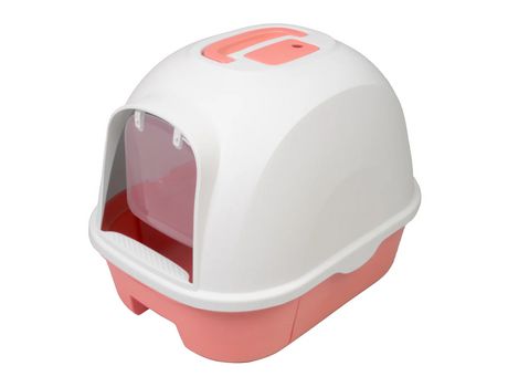 Arenero Gato forma Cajón Cubierto para Gatitos Bandeja Sanitaria Plástica para Gatos 53x41x41cm Rojo SELEOK