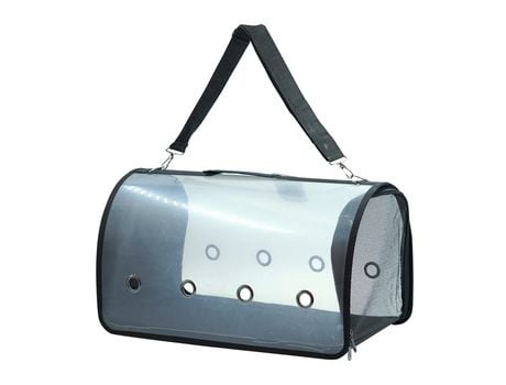 Transportín Perro Gato Bolsa Transporte Transparente Transpirable para Mascotas Portátil Ventilado para Cachorros Negro 27x28x49cm SELEOK