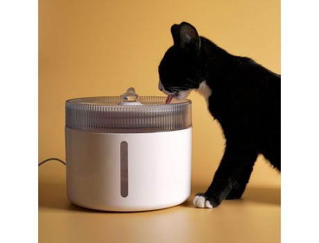 Fuente para Gatos Bebedero Gatos Fuente para Perros Silenciosa, Bebedero Gatos Automática con Agua Nivel LED Indicadora 18x18x14.3cm/2L Blanco SELEOK