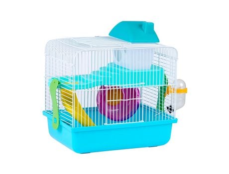 Jaula para roedores hamster casita 2 niveles casita hamster resistente buena ventilación 28.9x22.2x30.1cm Multicolor SELEOK