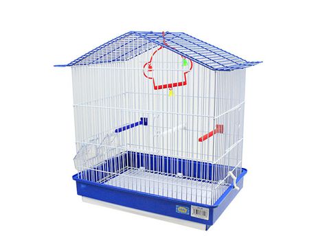 Jaula Pájaros Metal con Comedero Bebedero Columpio Saltador Cubeta 42.5x29.5x47.5CM Marino SELEOK