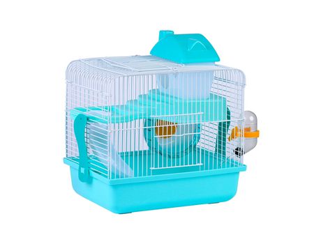 Jaula para roedores hamster casita 2 niveles casita hamster resistente buena ventilación 28.9x22.2x30.1cm Azul SELEOK
