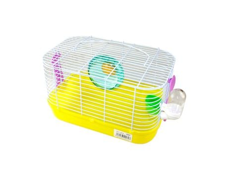 Jaula Hámster Casa para Jerbo con Comedero Bebedero Rueda de Ejercicio Puerta Superior 33x21x18cm Amarillo SELEOK