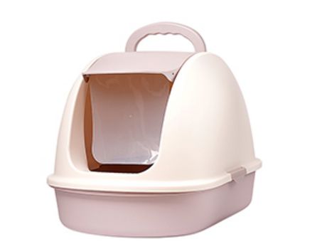 Arenero cerrado para gatos grande caja de arena aseo con cucharra con tapa sin olor 68.5x47x44.5cm Rosado SELEOK