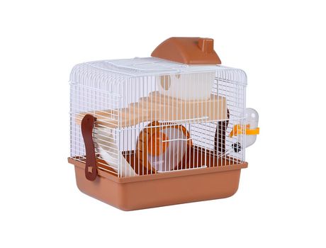 Jaula para roedores hamster casita 2 niveles casita hamster resistente buena ventilación 28.9x22.2x30.1cm Marrón SELEOK