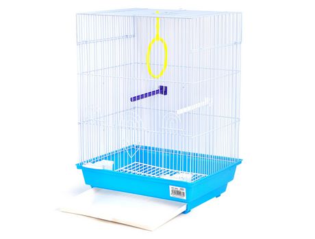 Jaula para pájaros con comederos y columpio Jaula ave agapornis jaula para ninfas pajarera periquito Canarios 34.5x28x48cm Azul SELEOK