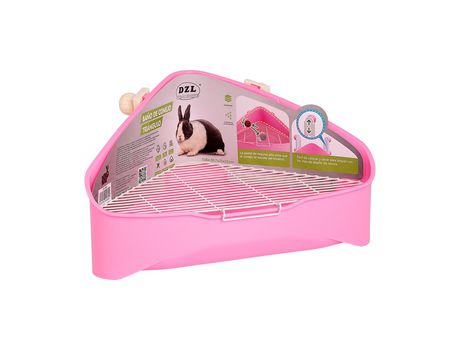 Arenero de plástico de Conejo para Mascotas Entrenador de Orinal fácil de Limpiar esquineras Conejos Rosa-1 SELEOK