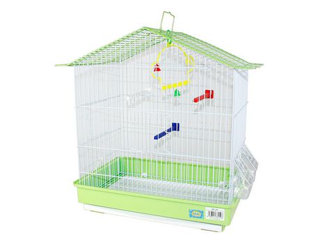 Jaula Pájaros Metal con Comedero Bebedero Columpio Saltador Cubeta 42.5x29.5x47.5CM Verde SELEOK