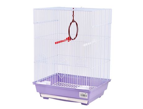 Jaula para pájaros con comederos y columpio Jaula ave agapornis jaula para ninfas pajarera periquito Canarios 34.5x28x48cm Morado SELEOK
