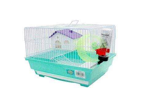 Jaula para Hámster Roborowski Rueda Bebedero comedero 35.5x28x24CM Turquesa SELEOK