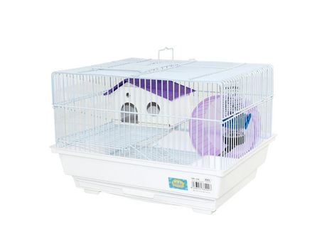 Jaula para Hámster Roborowski Rueda Bebedero comedero 35.5x28x24CM Blanco SELEOK