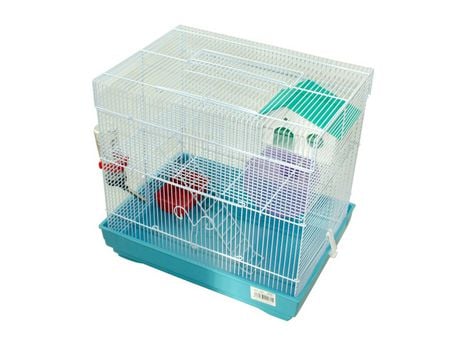 Jaula para Hámster Roborowski Rueda Bebedero comedero 39.5x29.5x37 cm Azul SELEOK