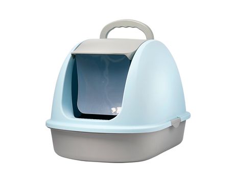 Arenero cerrado para gatos grande caja de arena aseo con cucharra con tapa sin olor 68.5x47x44.5cm Azul SELEOK